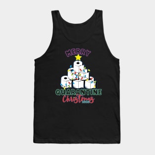 Funny Merry Quarantine Christmas 2020 Toilet Paper Xmas Tree Tank Top